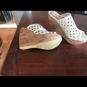 White platform wedge sandals. NWOT